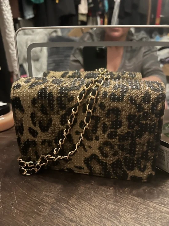 NWT Bebe Meara Crystal Leopard Crossbody - Wallet on Chain DEADSTOCK - Picture 6 of 12